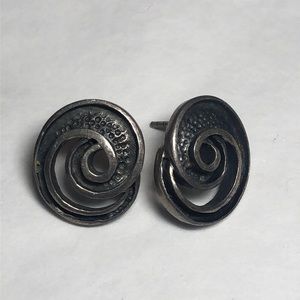 Abstract Heavy Sterling Swirl Post Earrings